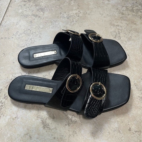 BILLINI Alaia Slides Sandals in Black Croc. Size 6 - Picture 3 of 10